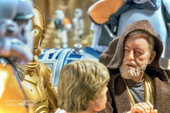 Obi Wan uses his Jedi mind trick to convince one stormtrooper to let them by